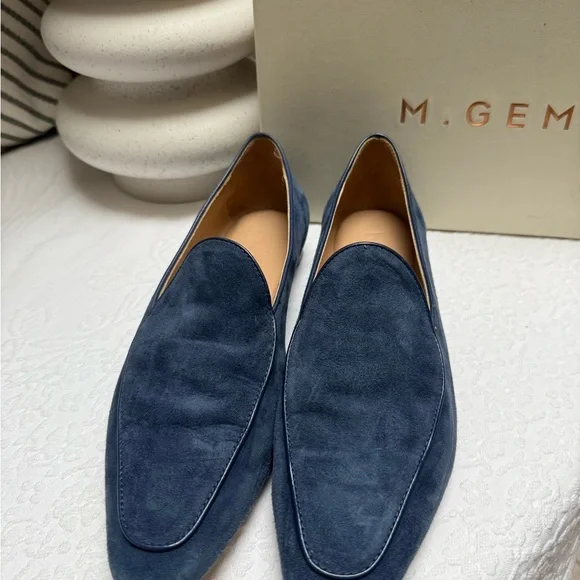 M. Gemi Blue Suede Loafers Slip-On Elegance - Picture 9 of 13